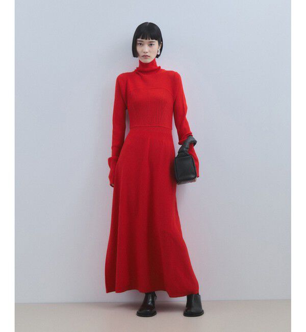 ADAM ET ROPE'「【WEB限定】MIXパターンニットワンピース」|ワンピース|レッド(60)