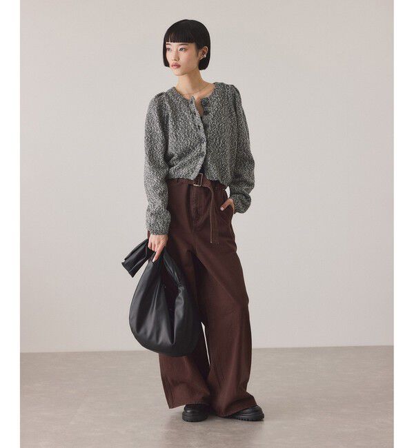 ADAM ET ROPE'「【サステナブル】カラーメランジパフスリーブカーディガン」|カーディガン|