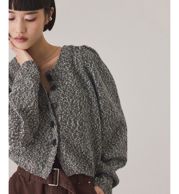 ADAM ET ROPE'「【サステナブル】カラーメランジパフスリーブカーディガン」|カーディガン|