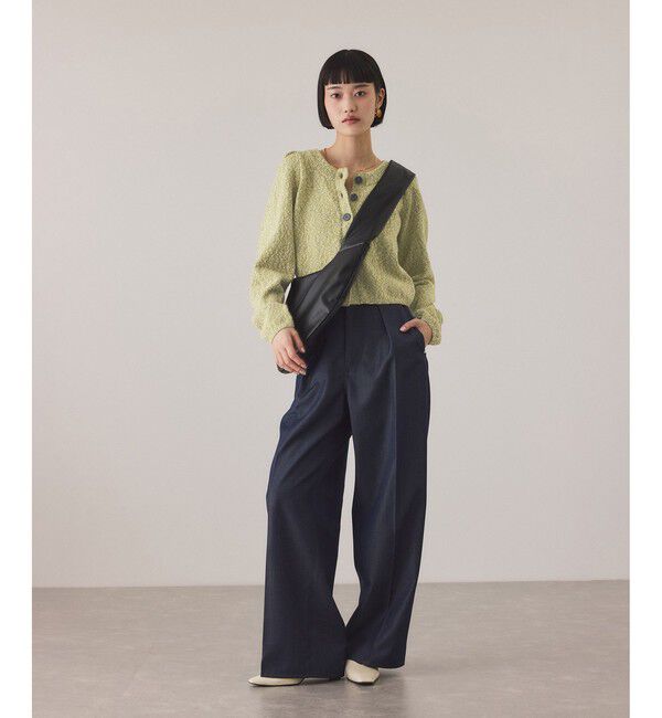 ADAM ET ROPE'「【サステナブル】カラーメランジパフスリーブカーディガン」|カーディガン|