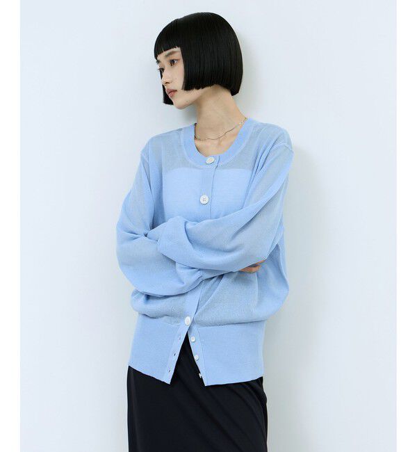 ADAM ET ROPE’/【WEB限定】シアークルーネックカーディガン