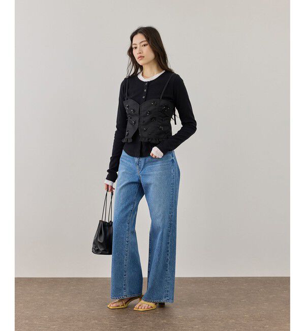 ADAM ET ROPE'「シークインフラワービスチェセットカーディガン」|カーディガン|