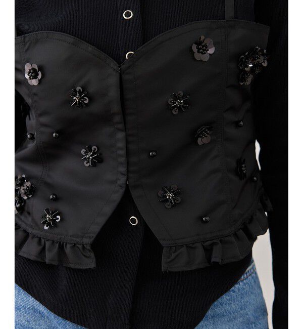 ADAM ET ROPE'「シークインフラワービスチェセットカーディガン」|カーディガン|