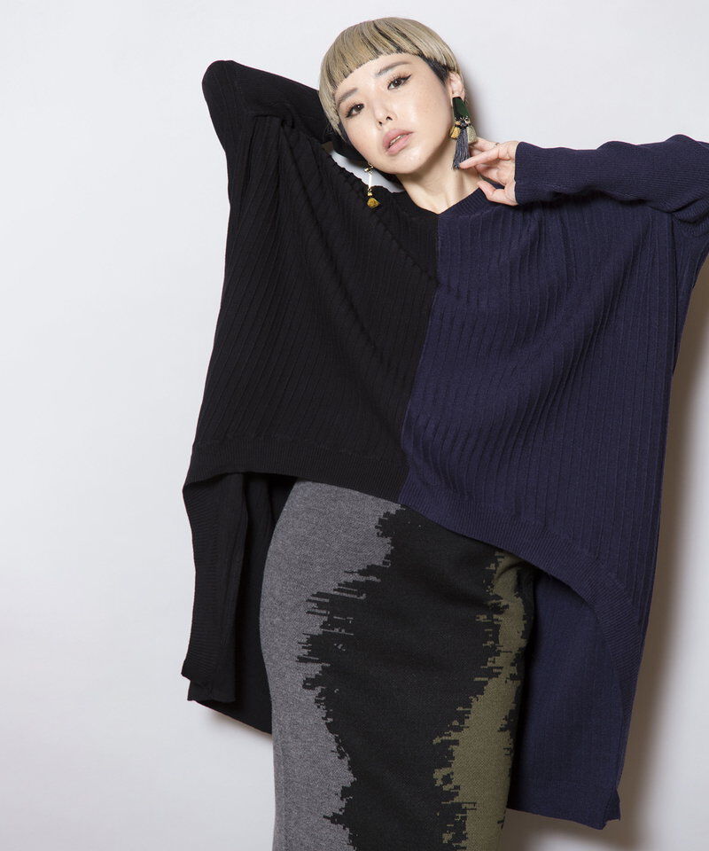  「ラウンドヘムリブニットプルオーバー」|ニット・セーター|