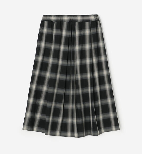  「nicholson & nicholson | ウォッシュドコットン チェック タックスカート WOMEN」|スカート|GREY系1