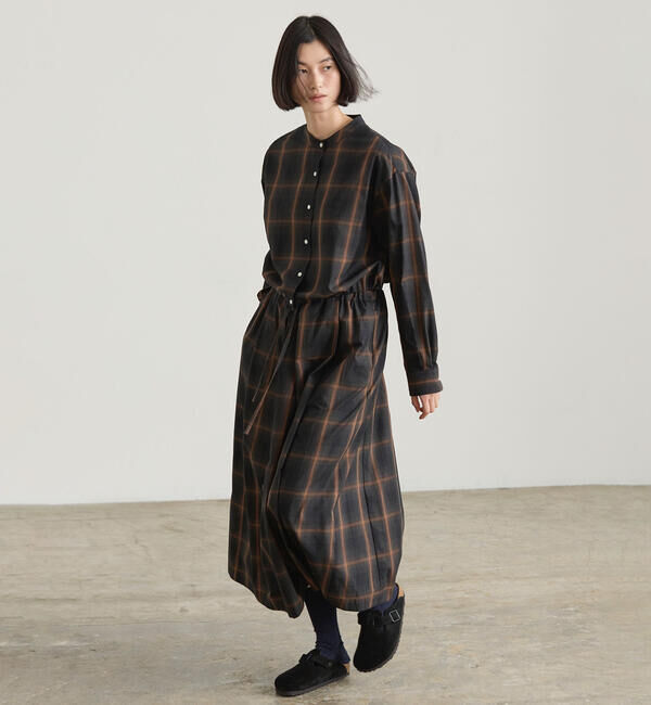  「nicholson & nicholson | ウォッシュドコットン チェック タックスカート WOMEN」|スカート|