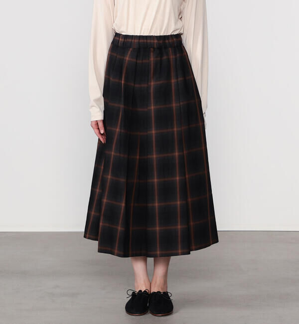  「nicholson & nicholson | ウォッシュドコットン チェック タックスカート WOMEN」|スカート|