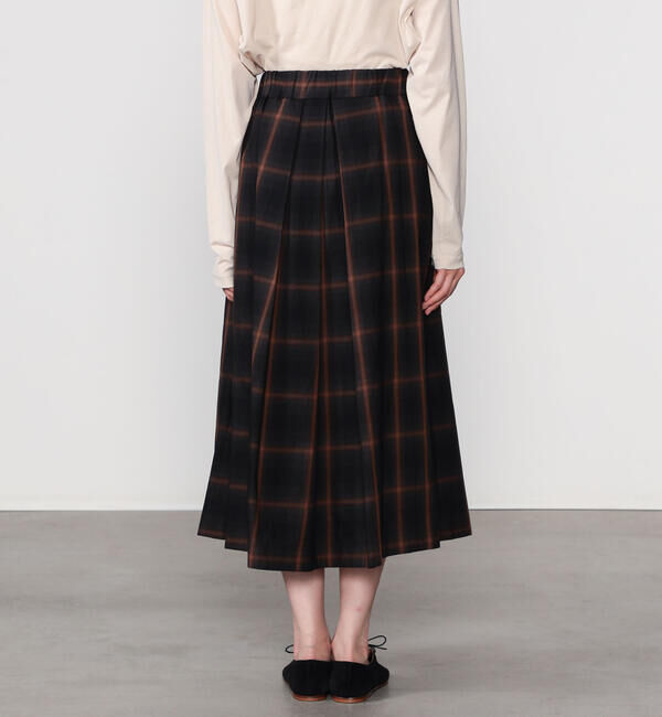  「nicholson & nicholson | ウォッシュドコットン チェック タックスカート WOMEN」|スカート|