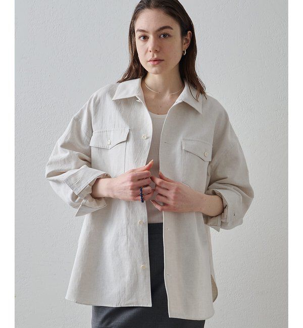 Drawing Numbers「【Drawing Numbers】コットンリネンデニムシャツ」|シャツ・ブラウス|ホワイト