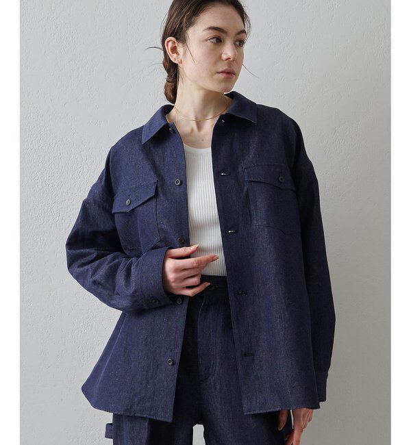 Drawing Numbers「【Drawing Numbers】コットンリネンデニムシャツ」|シャツ・ブラウス|