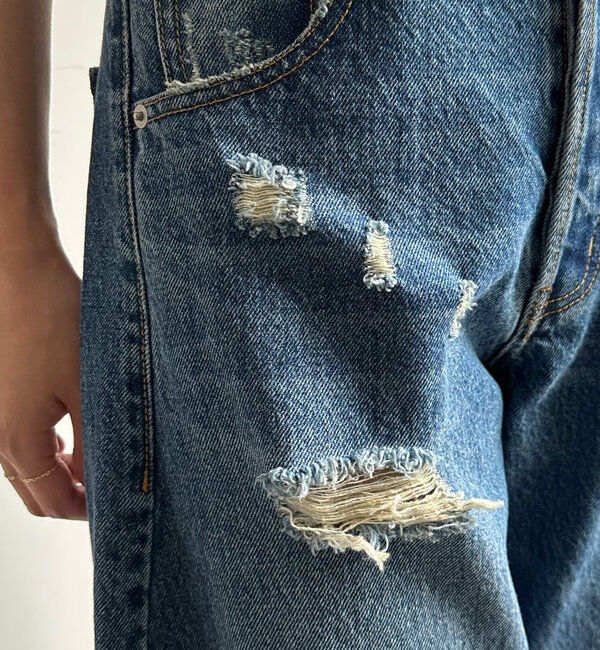  「【ベストセラーアイテム】ダメージカーブデニム」|デニム|