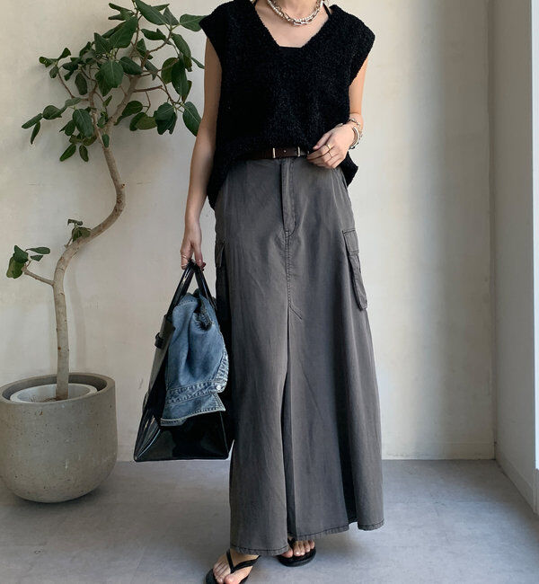  「綿リヨセルピグメント加工カーゴスカート」|スカート|