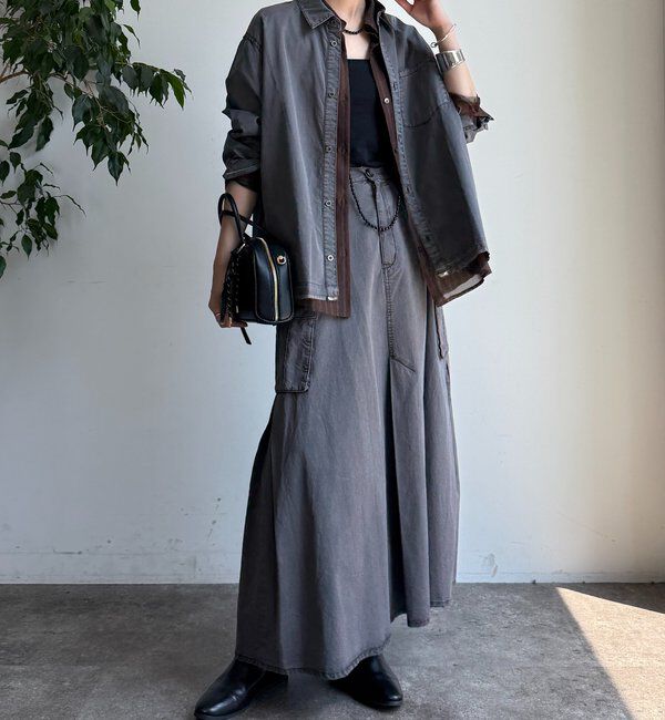  「綿リヨセルピグメント加工カーゴスカート」|スカート|