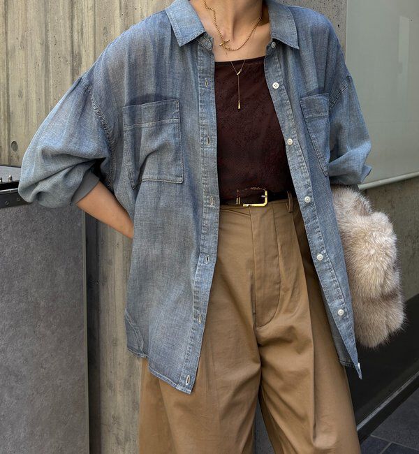  「袖リブシアーデニムシャツ」|シャツ・ブラウス|