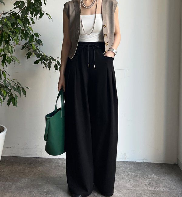  「【PSサイズ追加/WEB限定】ポケットタックワイドパンツ」|チノ|