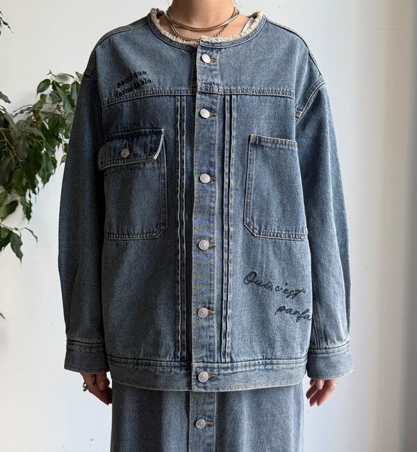  「【WEB限定】デニム刺繍ジャケット」|ブルゾン・スタジャン|