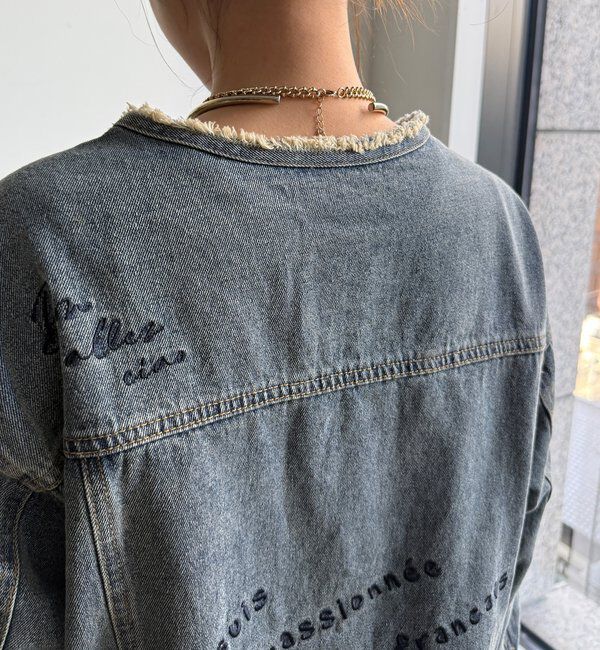  「【WEB限定】デニム刺繍ジャケット」|ブルゾン・スタジャン|