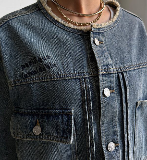  「【WEB限定】デニム刺繍ジャケット」|ブルゾン・スタジャン|