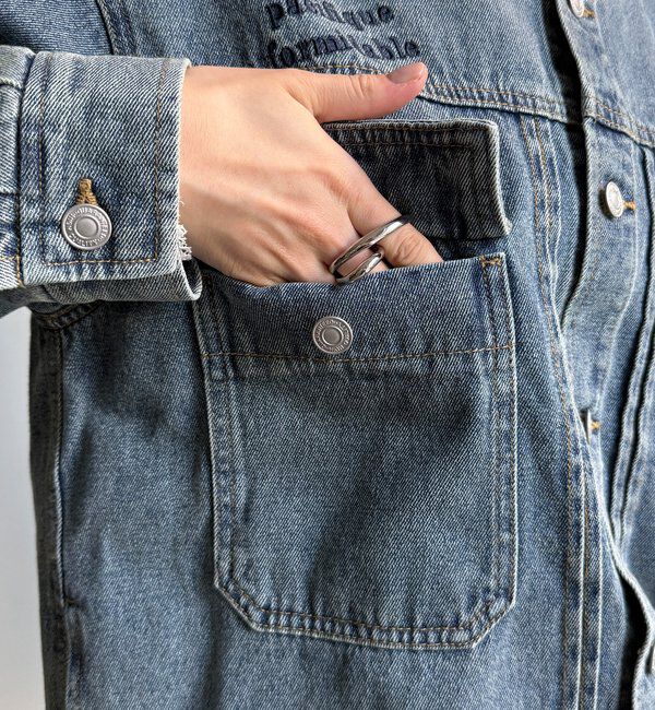  「【WEB限定】デニム刺繍ジャケット」|ブルゾン・スタジャン|