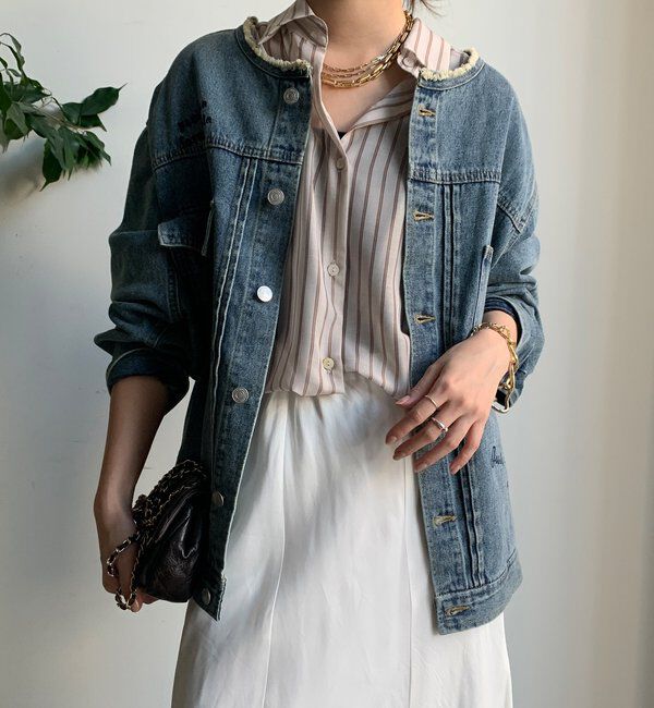  「【WEB限定】デニム刺繍ジャケット」|ブルゾン・スタジャン|