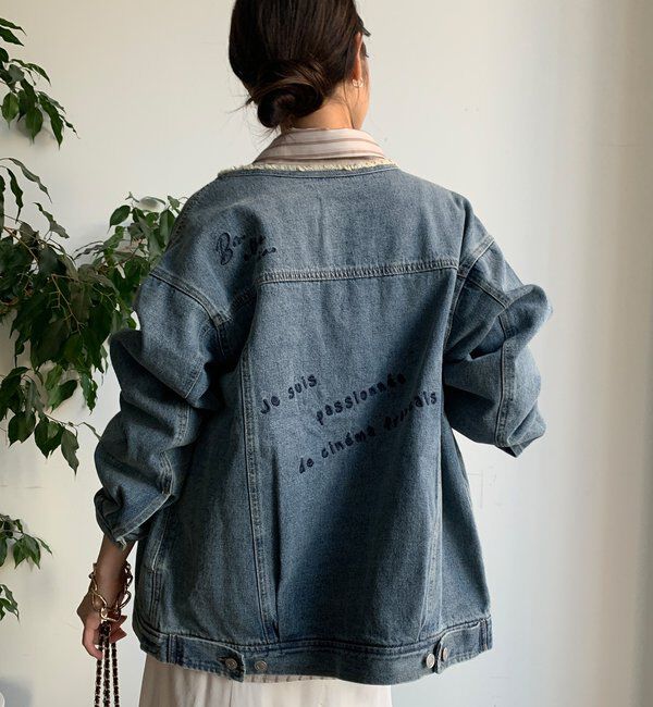  「【WEB限定】デニム刺繍ジャケット」|ブルゾン・スタジャン|