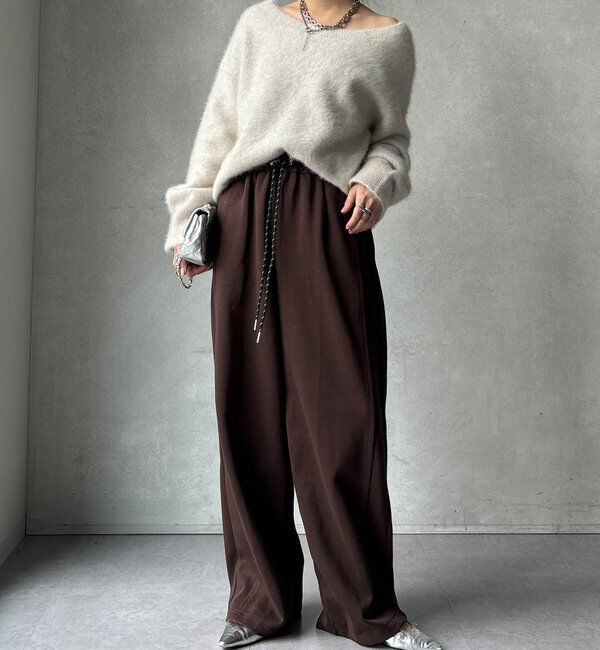  「【WEB限定】サイド切替ワイドパンツ」|チノ|