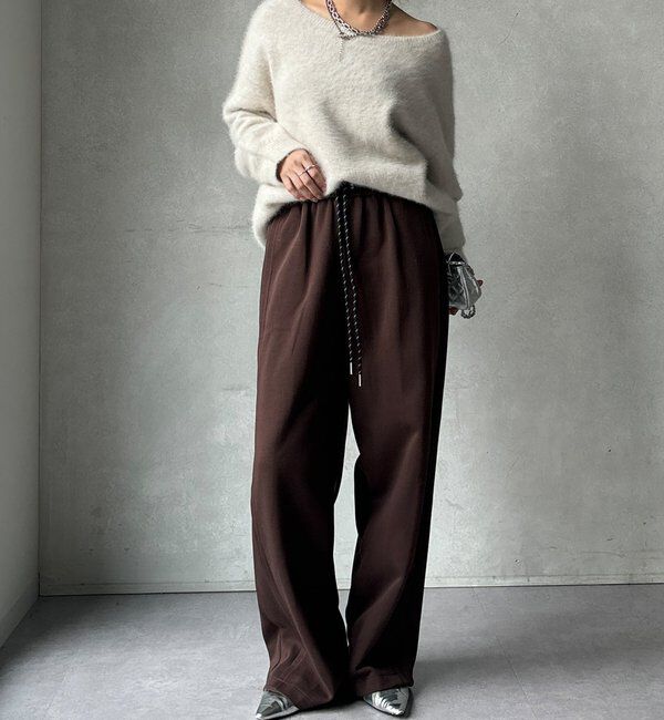  「【WEB限定】サイド切替ワイドパンツ」|チノ|