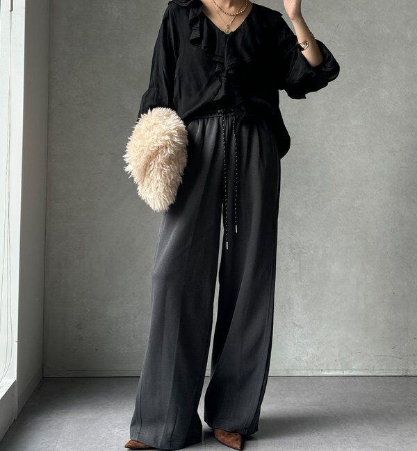  「【WEB限定】サイド切替ワイドパンツ」|チノ|