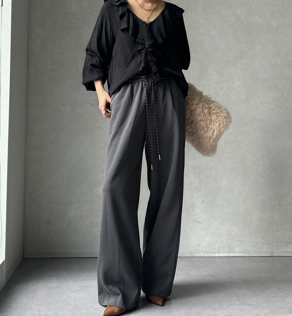  「【WEB限定】サイド切替ワイドパンツ」|チノ|