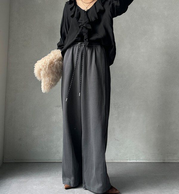  「【WEB限定】サイド切替ワイドパンツ」|チノ|