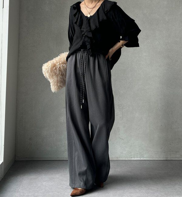  「【WEB限定】サイド切替ワイドパンツ」|チノ|