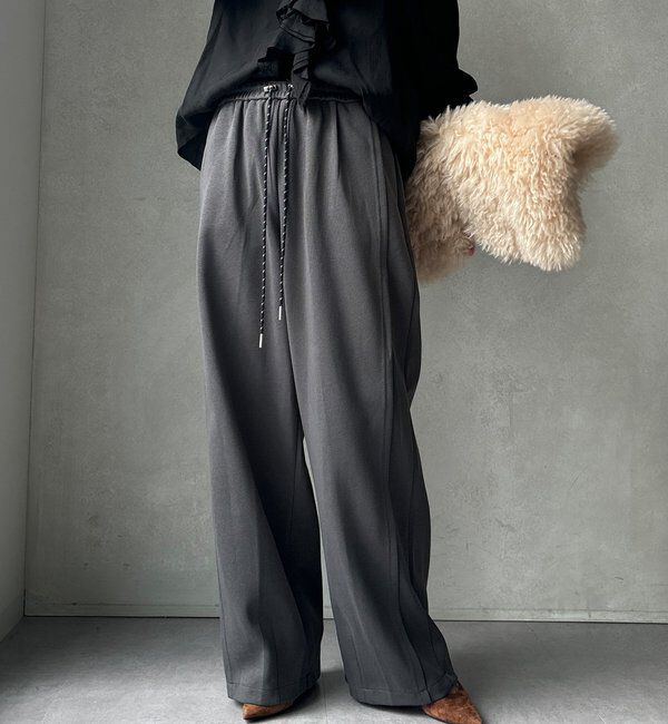  「【WEB限定】サイド切替ワイドパンツ」|チノ|