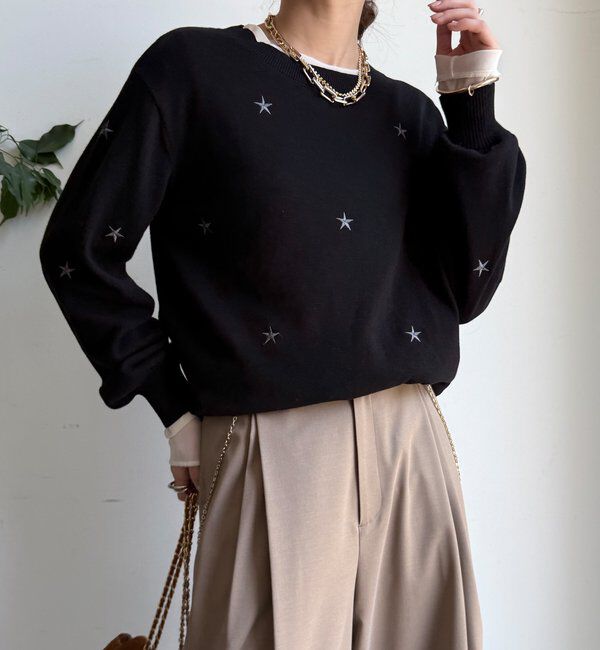  「【WEB限定】STAR刺繍ニット」|ニット・セーター|