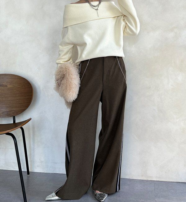  「【WEB限定】サイドラインワイドパンツ」|チノ|