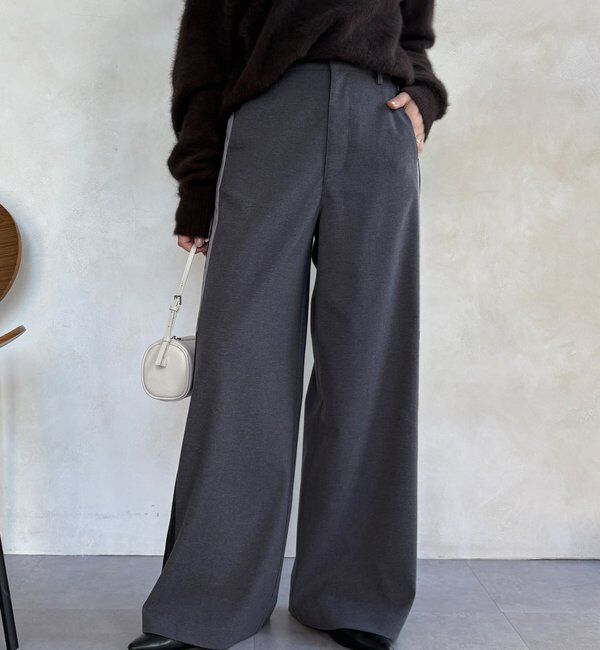  「【WEB限定】サイドラインワイドパンツ」|チノ|