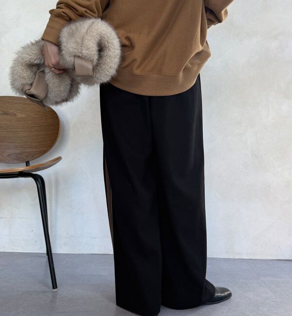  「【WEB限定】サイドラインワイドパンツ」|チノ|