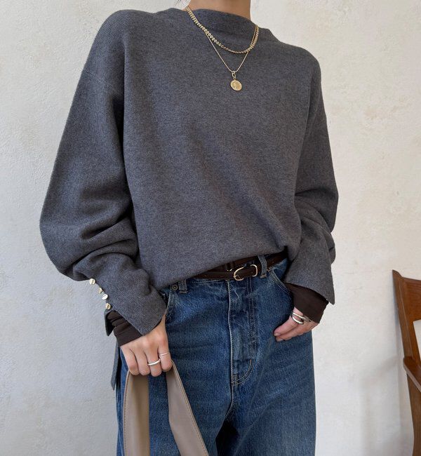  「【WEB限定】ミラノリブトップス」|ニット・セーター|チャコールグレー