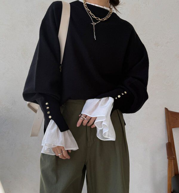  「【WEB限定】ミラノリブトップス」|ニット・セーター|ブラック