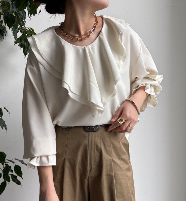  「【WEB限定】ピコフリルカラーブラウス」|シャツ・ブラウス|