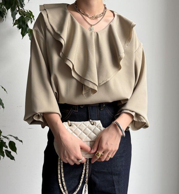  「【WEB限定】ピコフリルカラーブラウス」|シャツ・ブラウス|