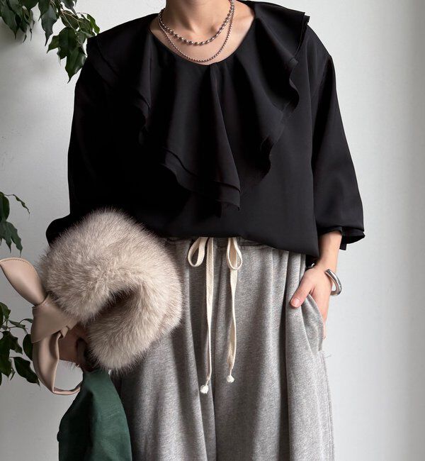  「【WEB限定】ピコフリルカラーブラウス」|シャツ・ブラウス|