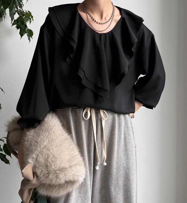  「【WEB限定】ピコフリルカラーブラウス」|シャツ・ブラウス|