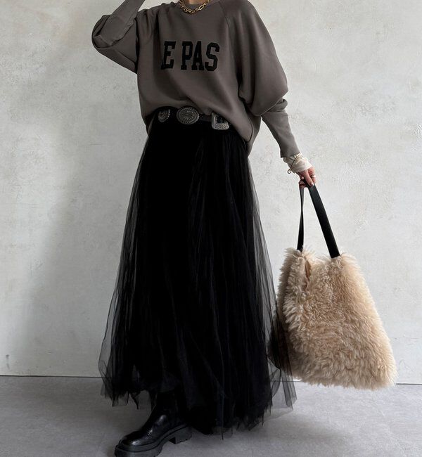  「【WEB限定】袖リブダンボールロゴトップス」|Tシャツ・カットソー|