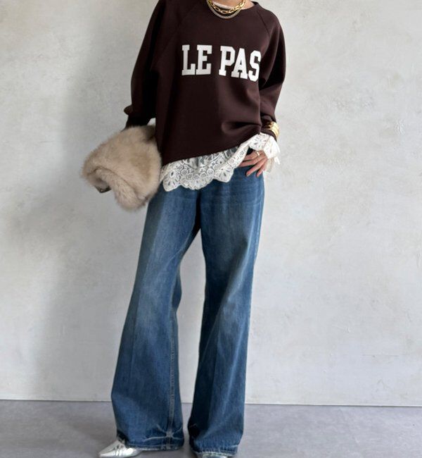  「【WEB限定】袖リブダンボールロゴトップス」|Tシャツ・カットソー|