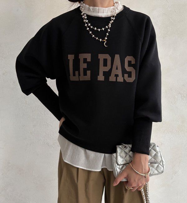  「【WEB限定】袖リブダンボールロゴトップス」|Tシャツ・カットソー|ブラック