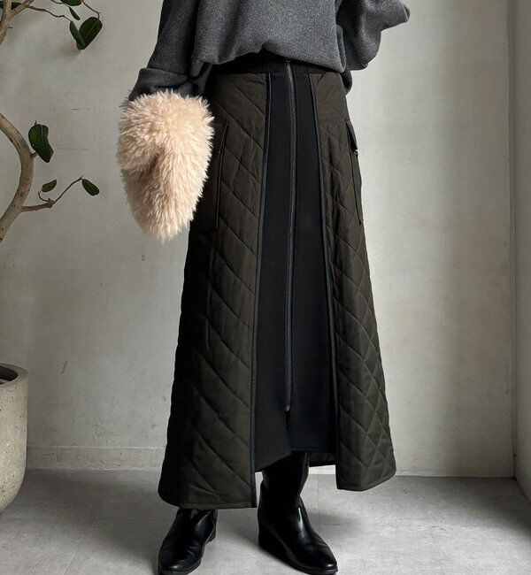  「【WEB限定】キルト切替スカート」|スカート|