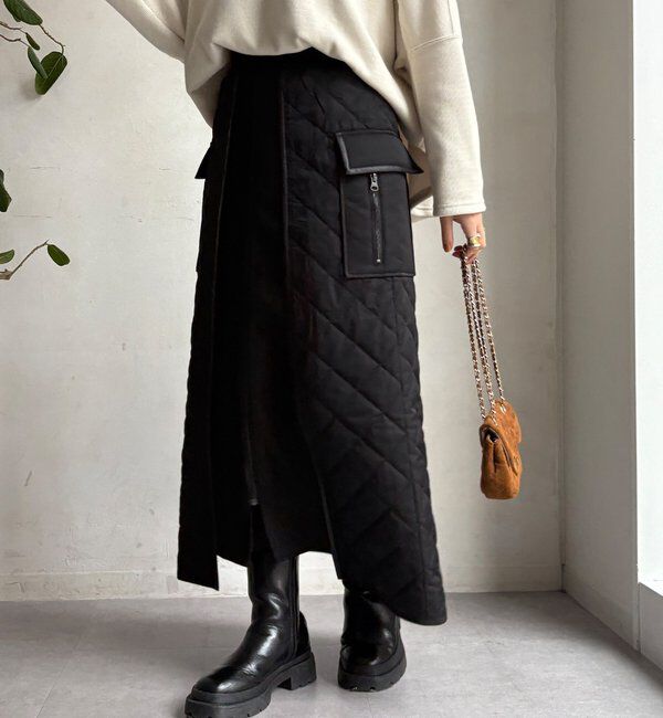  「【WEB限定】キルト切替スカート」|スカート|