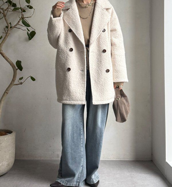  「【WEB限定】ボアダウンダブルテーラードコート」|その他|