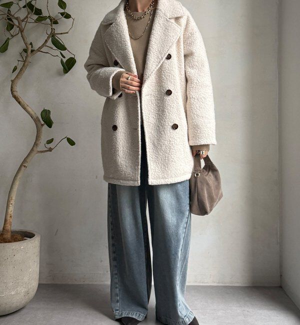  「【WEB限定】ボアダウンダブルテーラードコート」|その他|