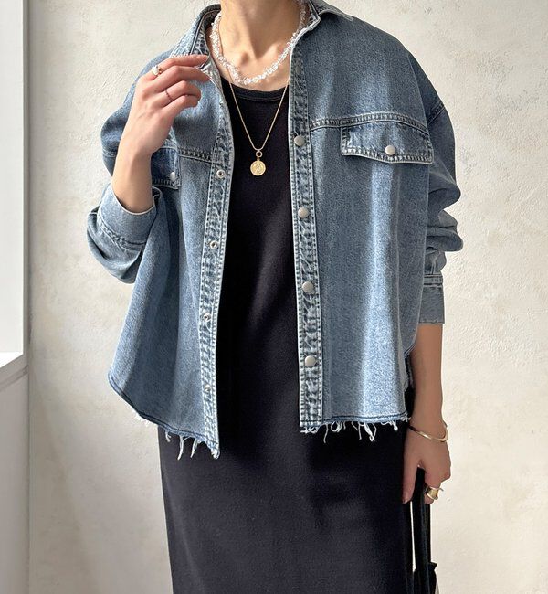  「【セットアップ可能】デニムショートシャツ」|シャツ・ブラウス|